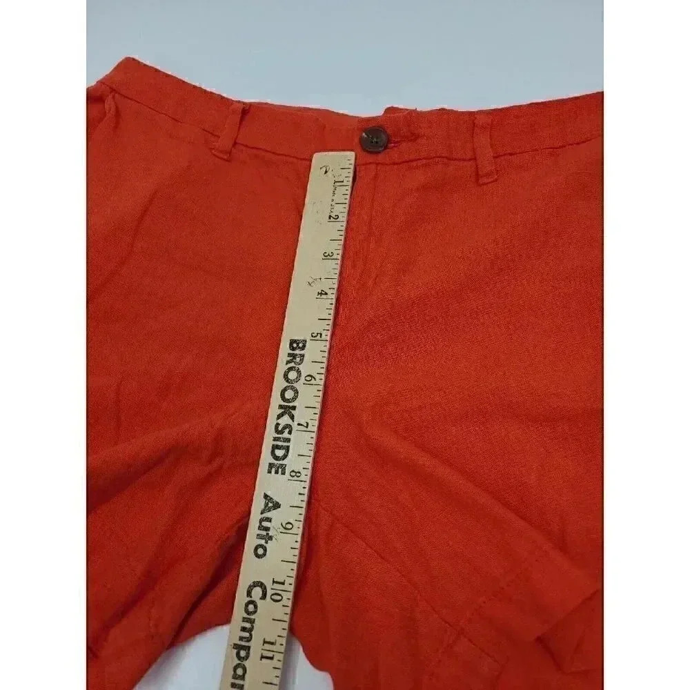 Old Navy Orange Linen Shorts Women's Size 8 Flat Front Pockets - Picture 5 of 7